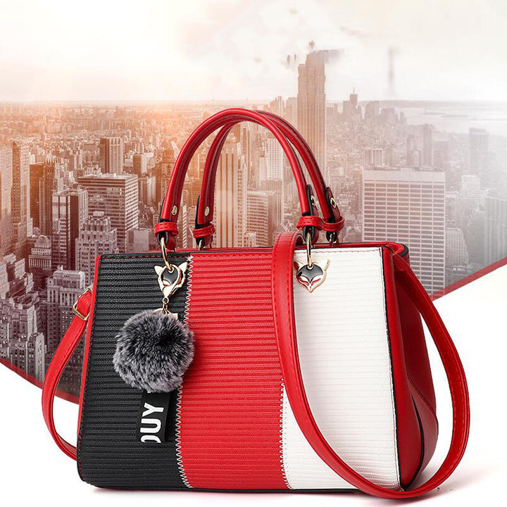 Women Hairball Ornaments Totes Patchwork Handbag Party Purse Ladies Messenger Crossbody Shoulder Bags Women Handbags - ZEYTONCART