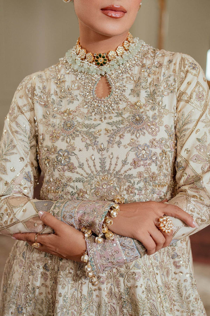 Exquisite 3-Piece Ensemble Featuring Swarovski Crystal Embellishments and Intricate Handwork EMBROIDERED NET CH13-06 UNSTITCHED - ZEYTONCART