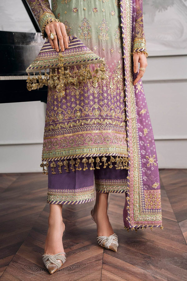 Opulent 3-Piece Chiffon Ensemble – Lilac & Mint Green Elegance EMBROIDERED CHIFFON CH12-08 UNSTITCHED - ZEYTONCART