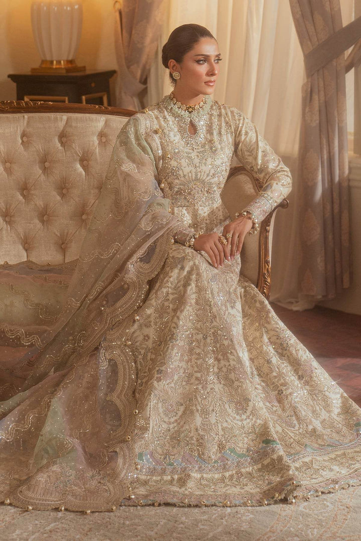 Exquisite 3-Piece Ensemble Featuring Swarovski Crystal Embellishments and Intricate Handwork EMBROIDERED NET CH13-06 UNSTITCHED - ZEYTONCART