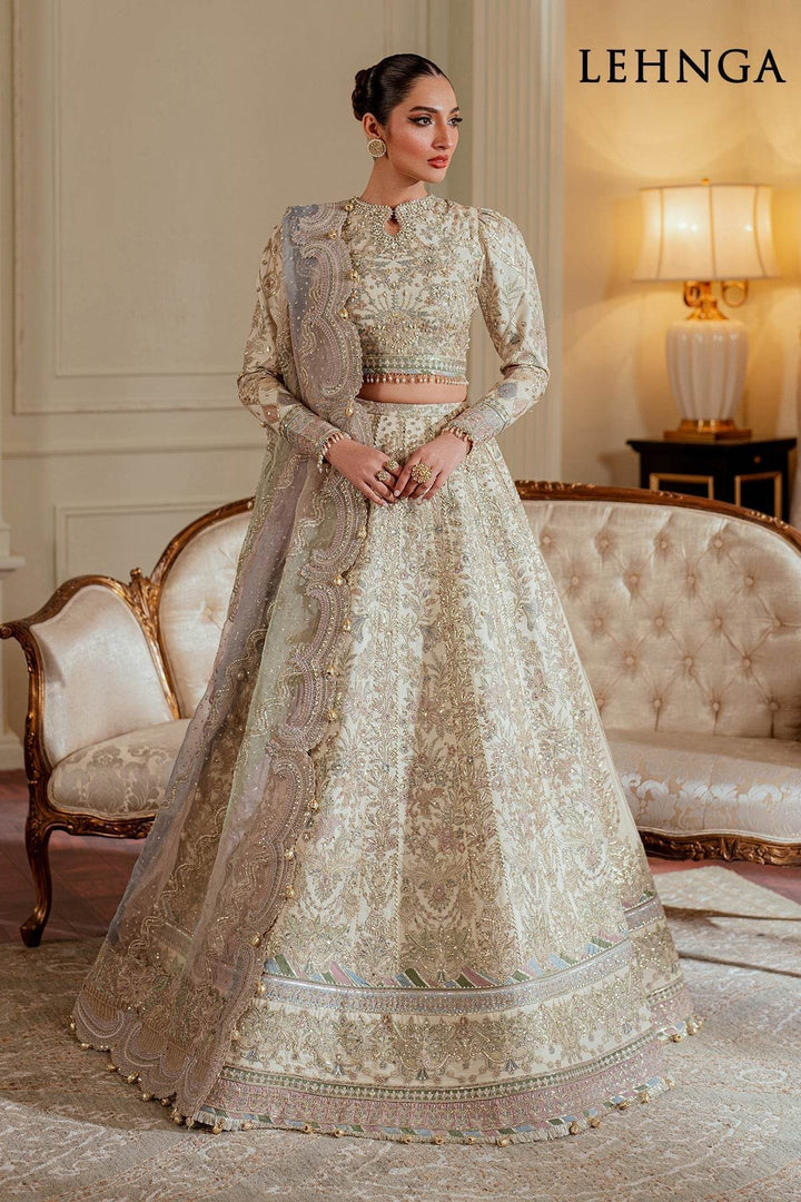 Exquisite 3-Piece Ensemble Featuring Swarovski Crystal Embellishments and Intricate Handwork EMBROIDERED NET CH13-06 UNSTITCHED - ZEYTONCART