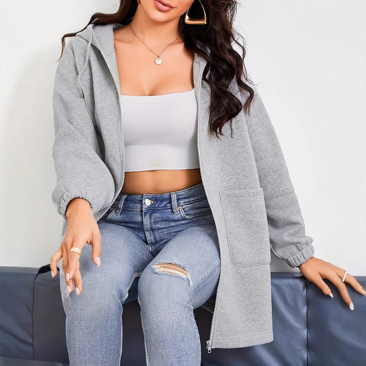Women's Solid Color Outdoor Autumn And Winter Leisure Loose Long Sleeve Sweatershirt - ZEYTONCART