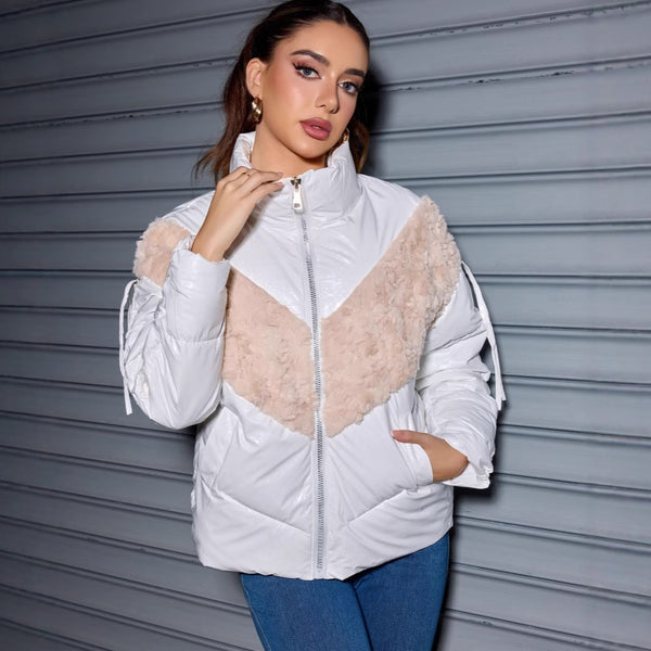 Women's Short Fur Stitching New Fashion Autumn Winter Coat - ZEYTONCART