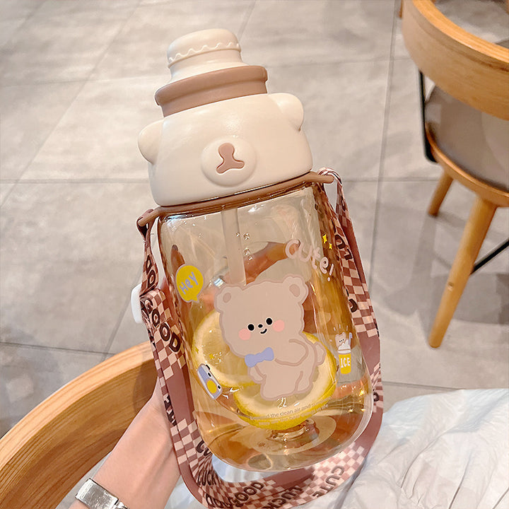 Summer Large-capacity Cross-body Bear Strap Water Cup - ZEYTONCART