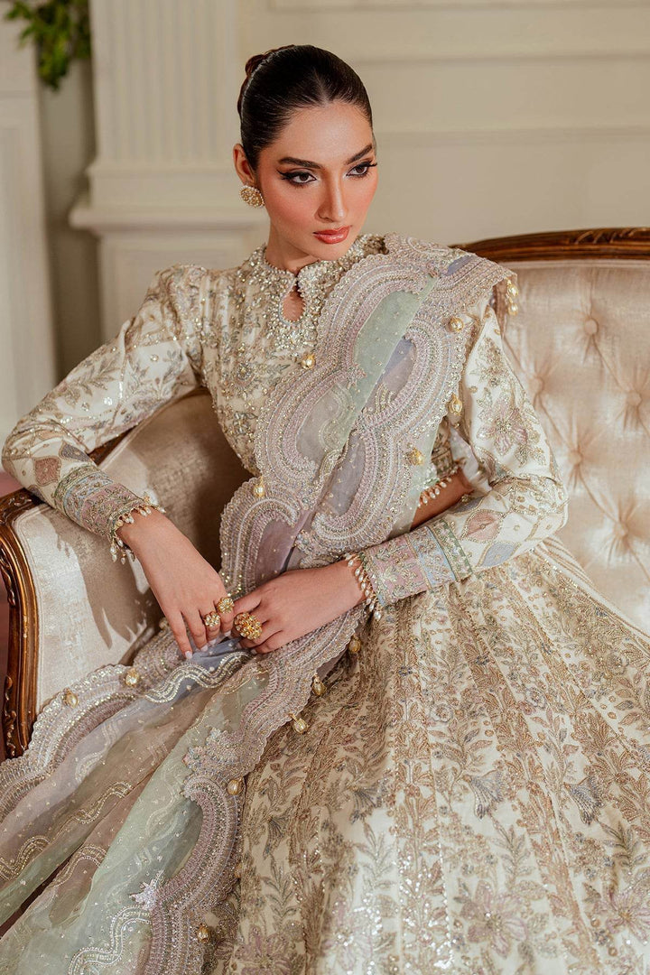 Exquisite 3-Piece Ensemble Featuring Swarovski Crystal Embellishments and Intricate Handwork EMBROIDERED NET CH13-06 UNSTITCHED - ZEYTONCART