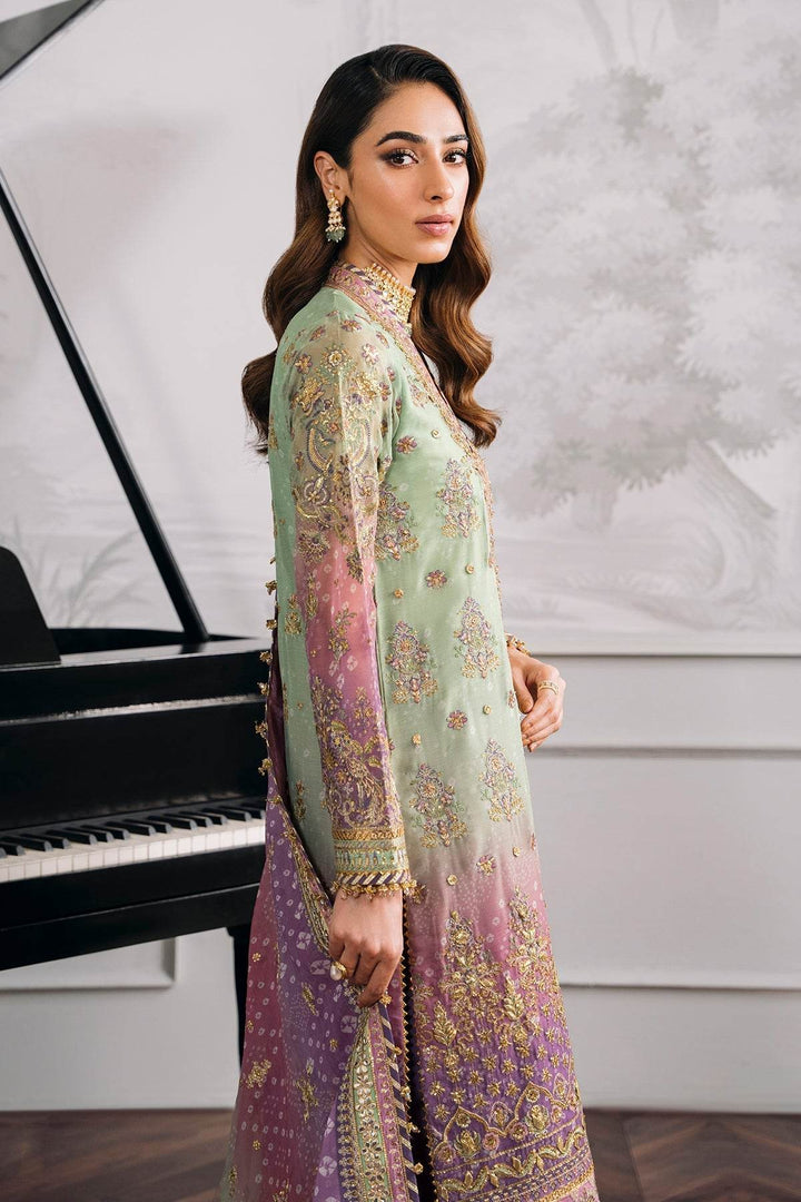 Opulent 3-Piece Chiffon Ensemble – Lilac & Mint Green Elegance EMBROIDERED CHIFFON CH12-08 UNSTITCHED - ZEYTONCART