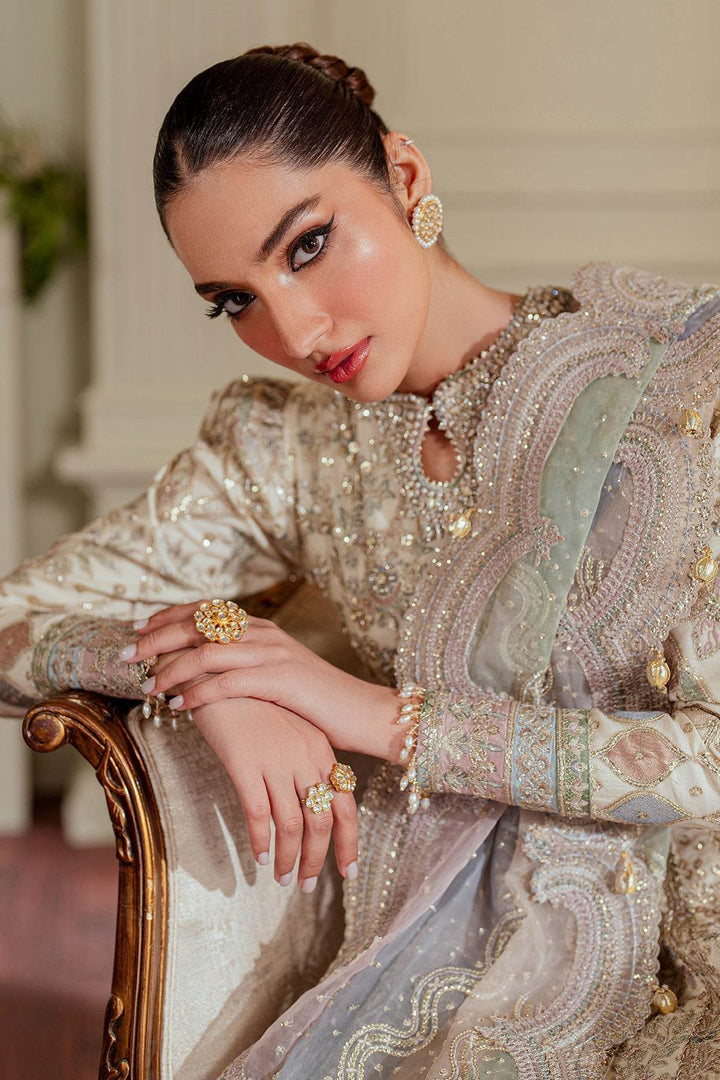 Exquisite 3-Piece Ensemble Featuring Swarovski Crystal Embellishments and Intricate Handwork EMBROIDERED NET CH13-06 UNSTITCHED - ZEYTONCART