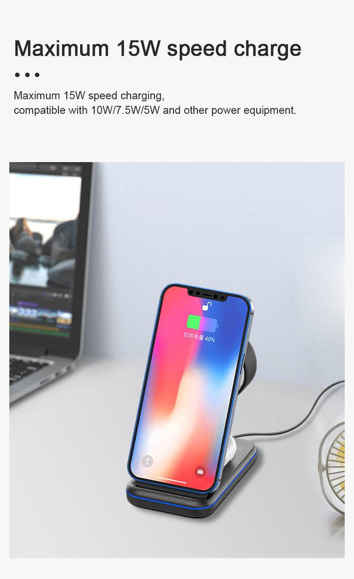 Folding Three-in-one Wireless Charging Stand Smart Fast Charge - ZEYTONCART