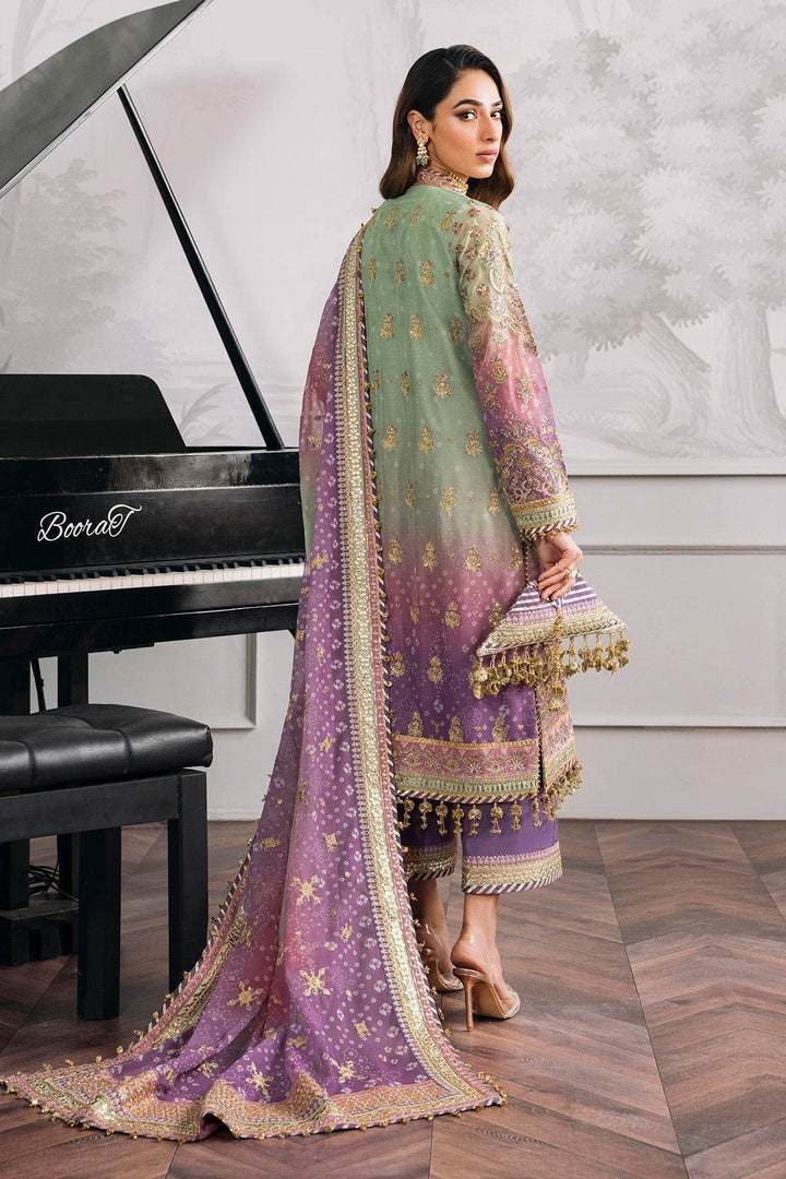 Opulent 3-Piece Chiffon Ensemble – Lilac & Mint Green Elegance EMBROIDERED CHIFFON CH12-08 UNSTITCHED - ZEYTONCART