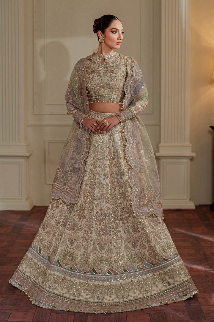 Exquisite 3-Piece Ensemble Featuring Swarovski Crystal Embellishments and Intricate Handwork EMBROIDERED NET CH13-06 UNSTITCHED - ZEYTONCART