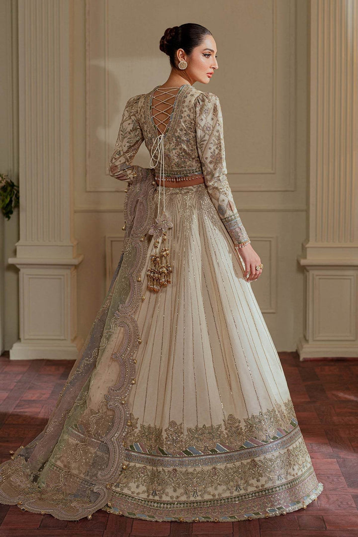 Exquisite 3-Piece Ensemble Featuring Swarovski Crystal Embellishments and Intricate Handwork EMBROIDERED NET CH13-06 UNSTITCHED - ZEYTONCART