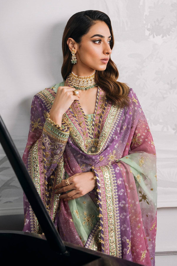 Opulent 3-Piece Chiffon Ensemble – Lilac & Mint Green Elegance EMBROIDERED CHIFFON CH12-08 UNSTITCHED - ZEYTONCART