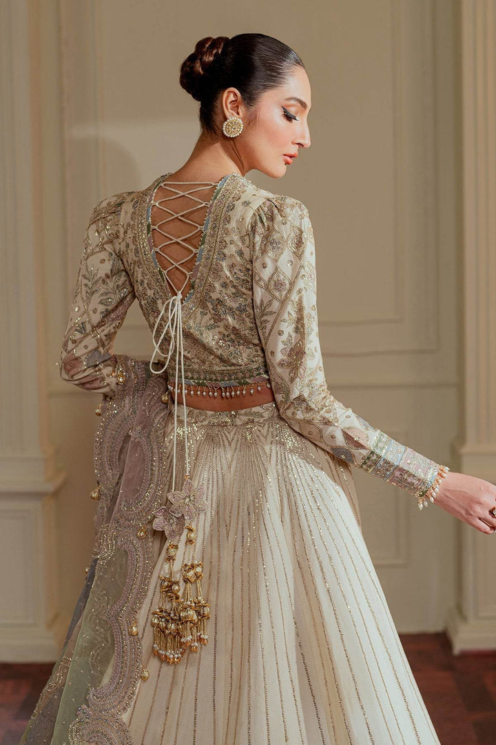 Exquisite 3-Piece Ensemble Featuring Swarovski Crystal Embellishments and Intricate Handwork EMBROIDERED NET CH13-06 UNSTITCHED - ZEYTONCART