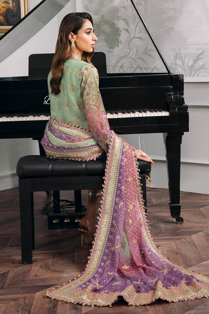 Opulent 3-Piece Chiffon Ensemble – Lilac & Mint Green Elegance EMBROIDERED CHIFFON CH12-08 UNSTITCHED - ZEYTONCART