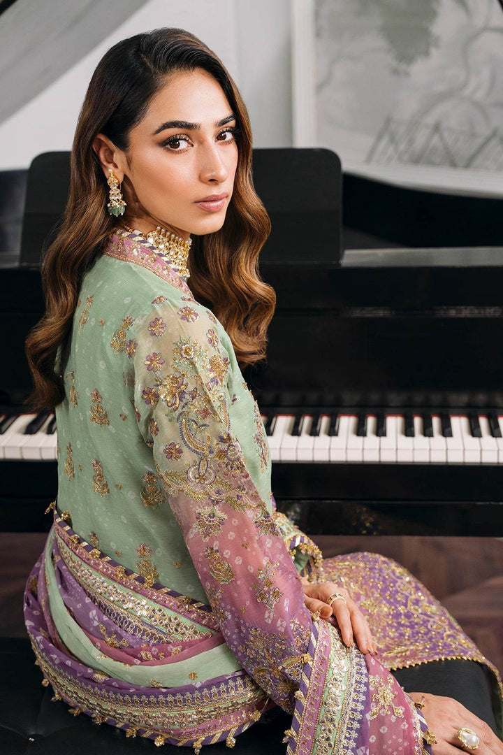Opulent 3-Piece Chiffon Ensemble – Lilac & Mint Green Elegance EMBROIDERED CHIFFON CH12-08 UNSTITCHED - ZEYTONCART