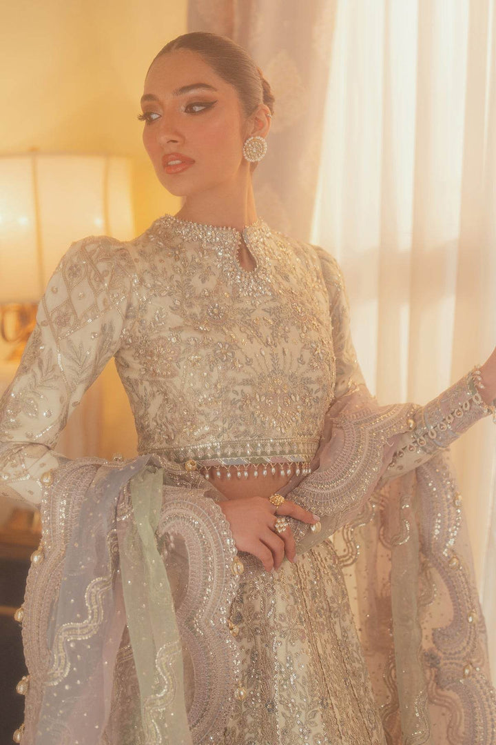 Exquisite 3-Piece Ensemble Featuring Swarovski Crystal Embellishments and Intricate Handwork EMBROIDERED NET CH13-06 UNSTITCHED - ZEYTONCART