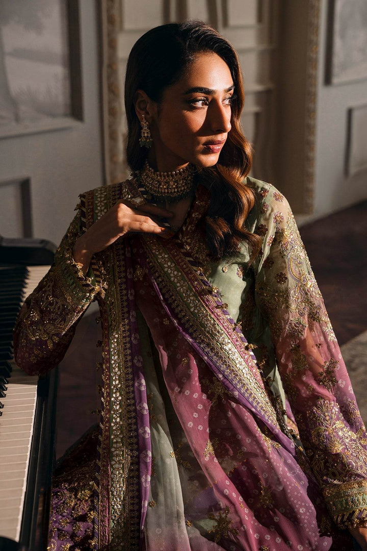 Opulent 3-Piece Chiffon Ensemble – Lilac & Mint Green Elegance EMBROIDERED CHIFFON CH12-08 UNSTITCHED - ZEYTONCART