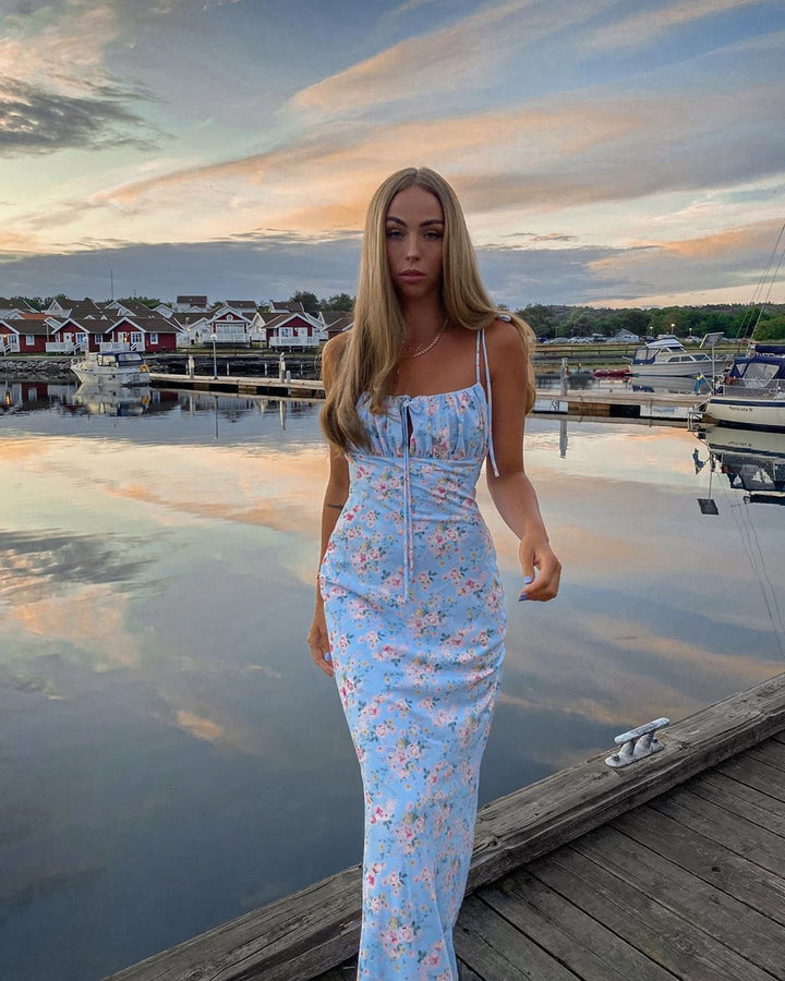Sexy floral pleated dress - ZEYTONCART