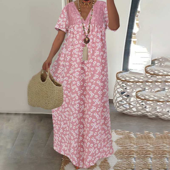 Floral short sleeve dress - ZEYTONCART