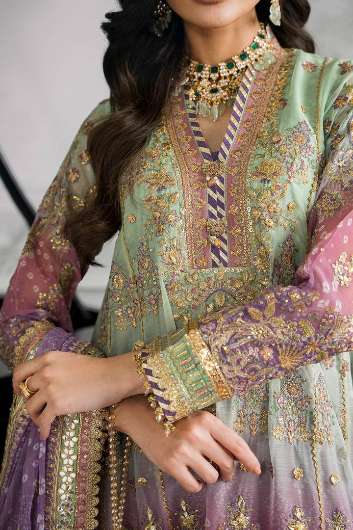 Opulent 3-Piece Chiffon Ensemble – Lilac & Mint Green Elegance EMBROIDERED CHIFFON CH12-08 UNSTITCHED - ZEYTONCART