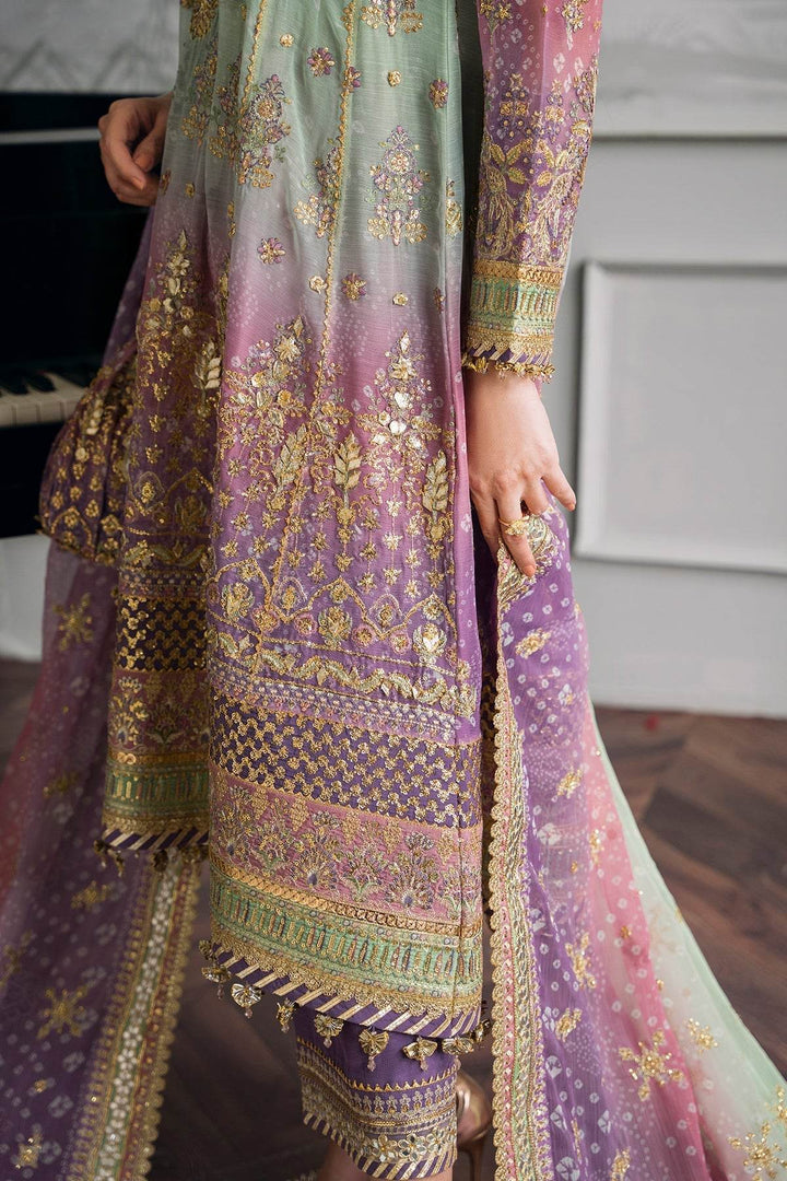 Opulent 3-Piece Chiffon Ensemble – Lilac & Mint Green Elegance EMBROIDERED CHIFFON CH12-08 UNSTITCHED - ZEYTONCART