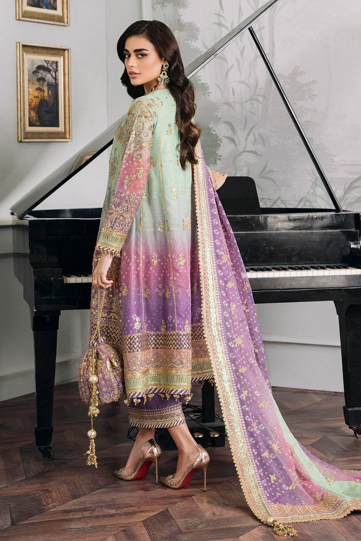 Opulent 3-Piece Chiffon Ensemble – Lilac & Mint Green Elegance EMBROIDERED CHIFFON CH12-08 UNSTITCHED - ZEYTONCART