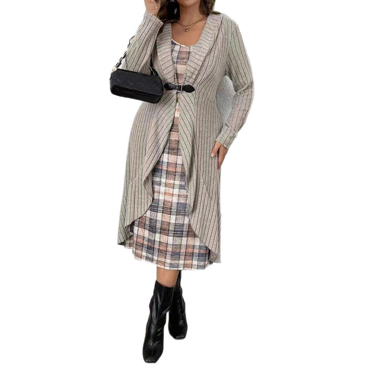 Autumn And Winter Pleated Cardigan Trench Coat Shawl Knitted Coat Lining Dress Suit - ZEYTONCART