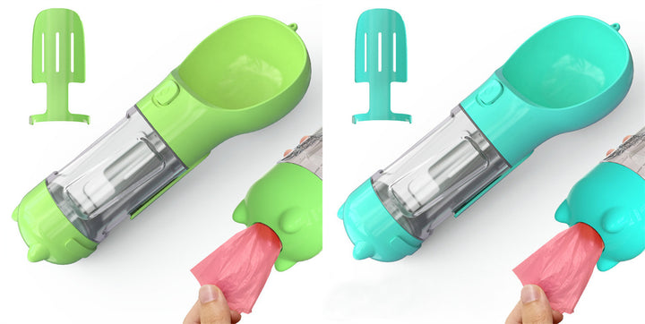 Pet Water Bottle Feeder Bowl Garbage Bag Storage Portable Pet Outdoor Travel 3 In 1 Dog Water Bottle - ZEYTONCART