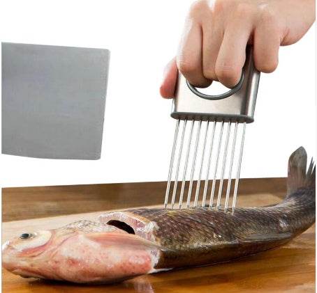 Multifunction Stainless Steel Onion Cutter Chopper Slicer Vegetable Cutting Loose Meat Lemon Tomato Slicing Gadget - ZEYTONCART