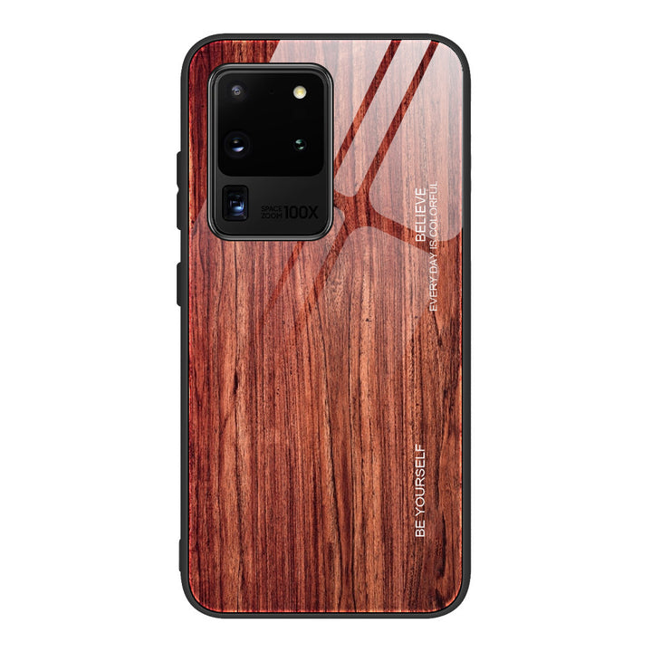 Wood grain tempered glass phone case - ZEYTONCART