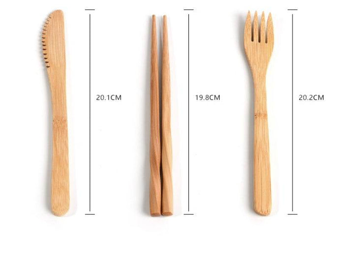 Bamboo Utensils Wooden Travel Cutlery Set Reusable Utensils With Pouch Camping Utensils Zero Waste Fork Spoon Knife Flatware Set - ZEYTONCART