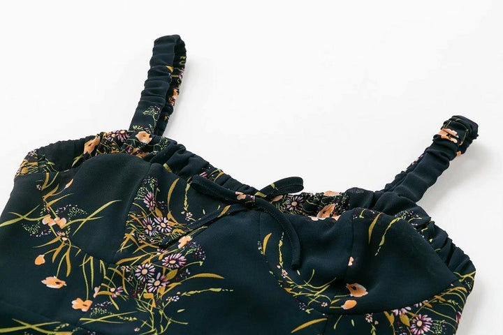 Retro floral floral dress with sling - ZEYTONCART