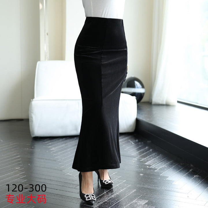 Hip Fishtail Elastic Waist Autumn And Winter Midi Dress - ZEYTONCART