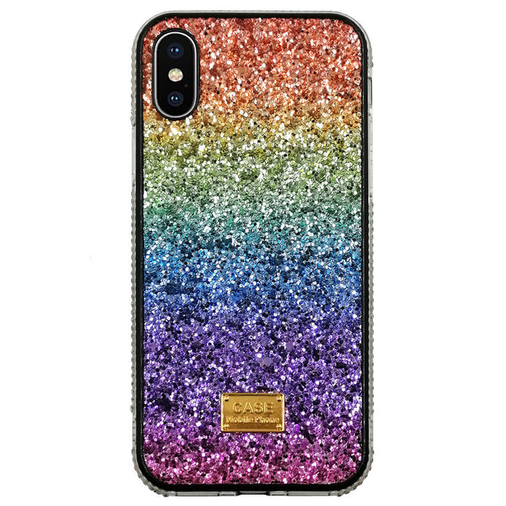 New Phone Case Suitable For Rainbow Pasted Leather Diamond Mobile Phone Case - ZEYTONCART
