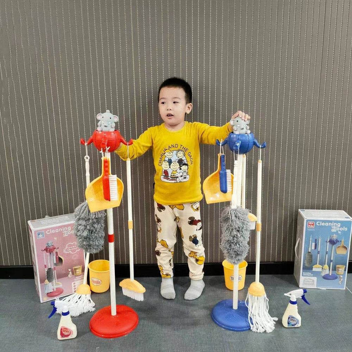 Kids Housework Tool Toys Plastic Cartoon Pretend Play Cleaning Broom Mop Brush Set Educational Toys For Children Gift - ZEYTONCART