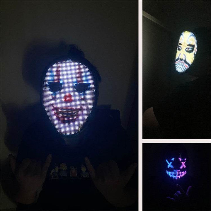 New Arrival LED Mask Face-changing Glowing Mask APP Control DIY Shining Mask for Holiday DJ Party Carnival - ZEYTONCART