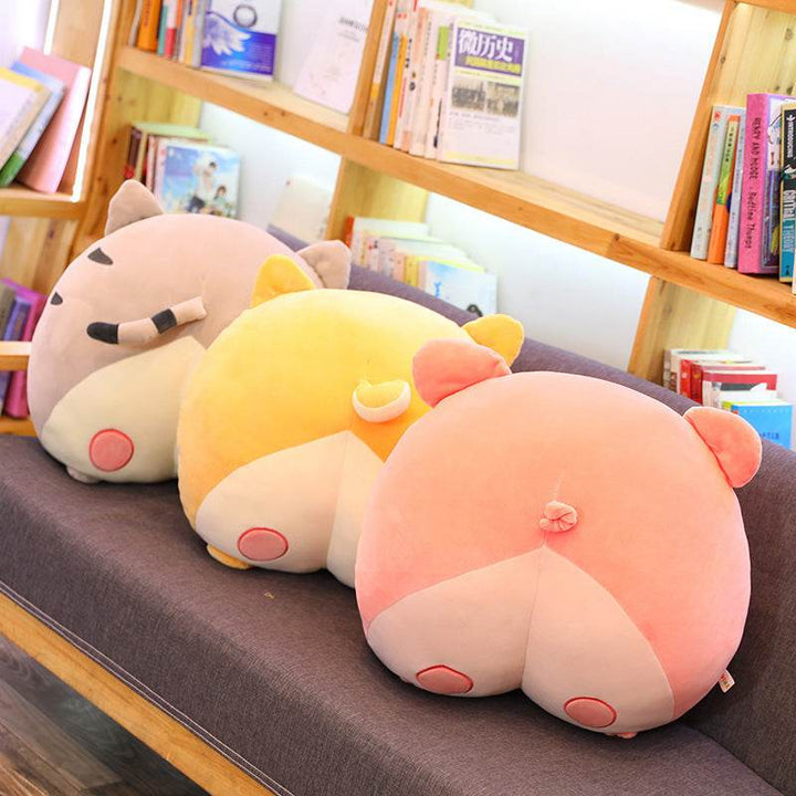 Cute corgis Dog Butt Plush Pillow Stuffed Cartoon Animals Cat Tail Pink Ass Egg Piggy Buttoms Chair Seat Cushion Gift For Kids - ZEYTONCART