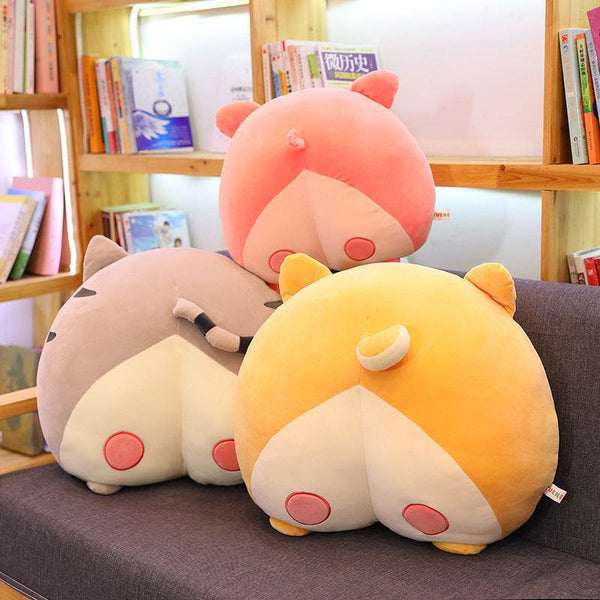 Cute corgis Dog Butt Plush Pillow Stuffed Cartoon Animals Cat Tail Pink Ass Egg Piggy Buttoms Chair Seat Cushion Gift For Kids - ZEYTONCART