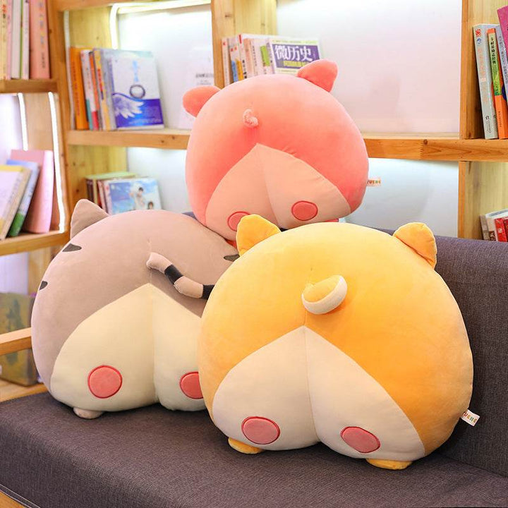Cute corgis Dog Butt Plush Pillow Stuffed Cartoon Animals Cat Tail Pink Ass Egg Piggy Buttoms Chair Seat Cushion Gift For Kids - ZEYTONCART