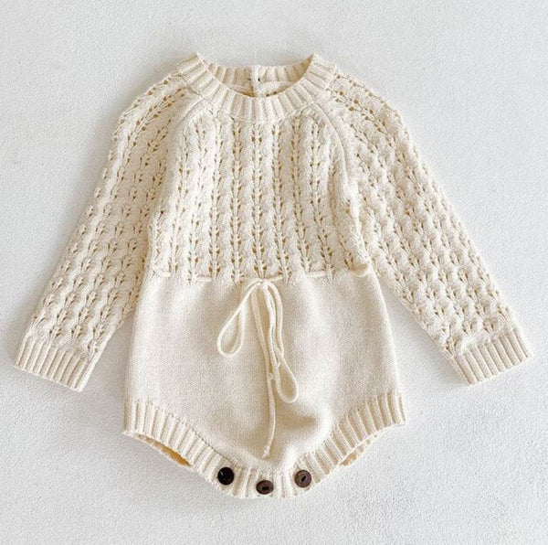 Girl Baby Knitted Hollow Waist Girdle Long Sleeves Harpy Dress Triangle - ZEYTONCART