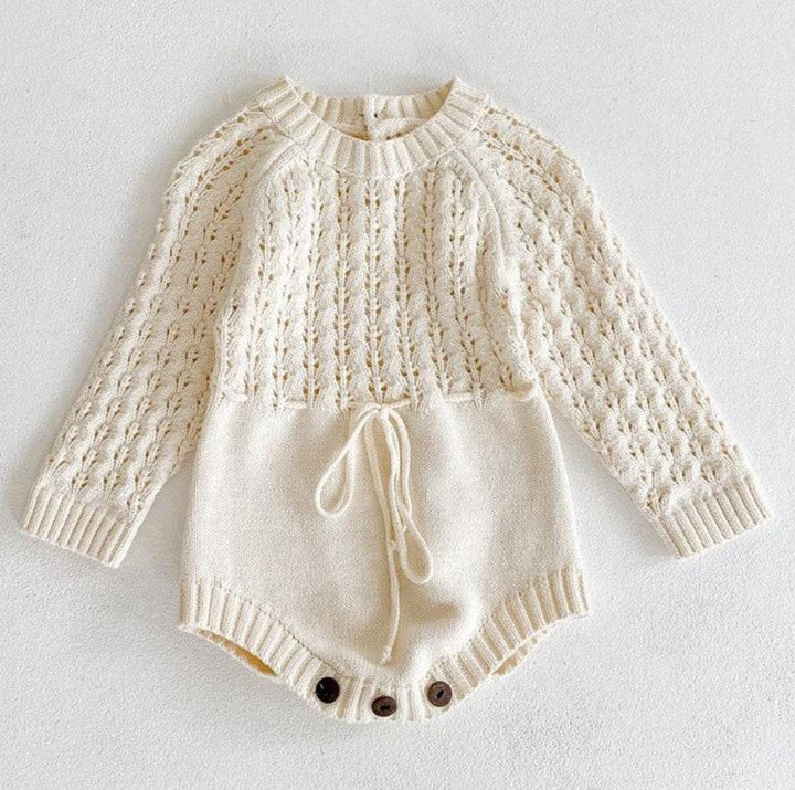 Girl Baby Knitted Hollow Waist Girdle Long Sleeves Harpy Dress Triangle - ZEYTONCART