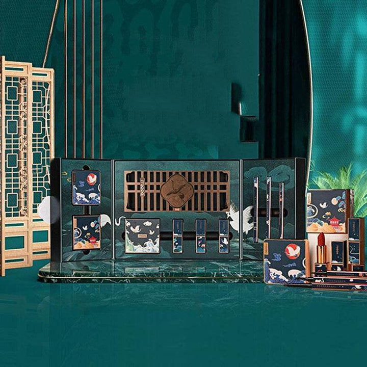 Chinoiserie Eyeshadow Carved Lipstick Set Makeup Set - ZEYTONCART