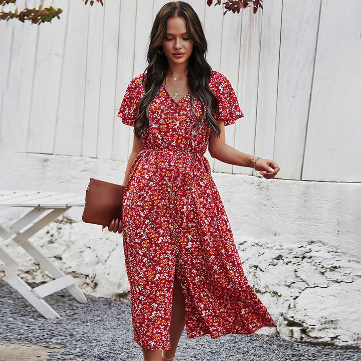 Women's Retro Floral Floral Sexy Long Dress - ZEYTONCART