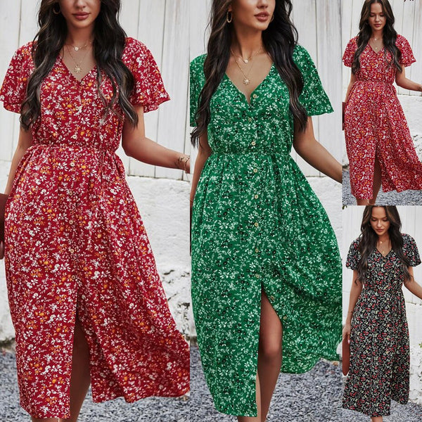 Women's Retro Floral Floral Sexy Long Dress - ZEYTONCART