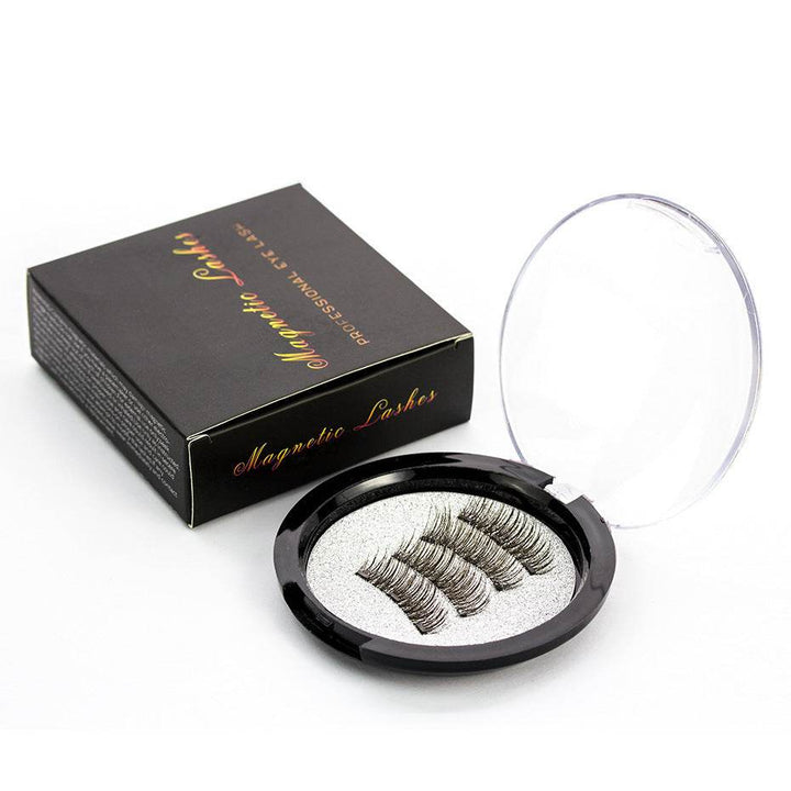 Three Magnetic Glue-Free Magnetic Eyelashes Small Round Box Magnet False Eyelashes - ZEYTONCART
