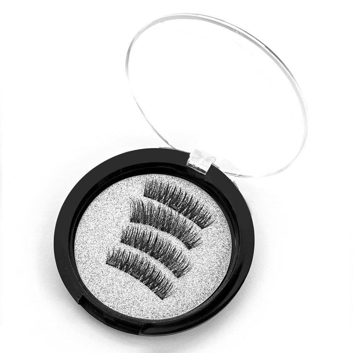 Three Magnetic Glue-Free Magnetic Eyelashes Small Round Box Magnet False Eyelashes - ZEYTONCART