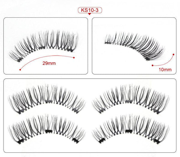 Three Magnetic Glue-Free Magnetic Eyelashes Small Round Box Magnet False Eyelashes - ZEYTONCART