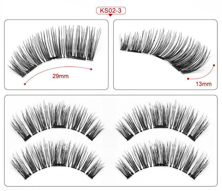 Three Magnetic Glue-Free Magnetic Eyelashes Small Round Box Magnet False Eyelashes - ZEYTONCART