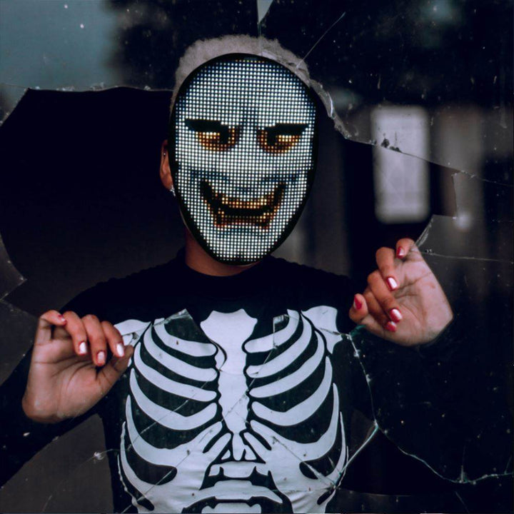 New Arrival LED Mask Face-changing Glowing Mask APP Control DIY Shining Mask for Holiday DJ Party Carnival - ZEYTONCART