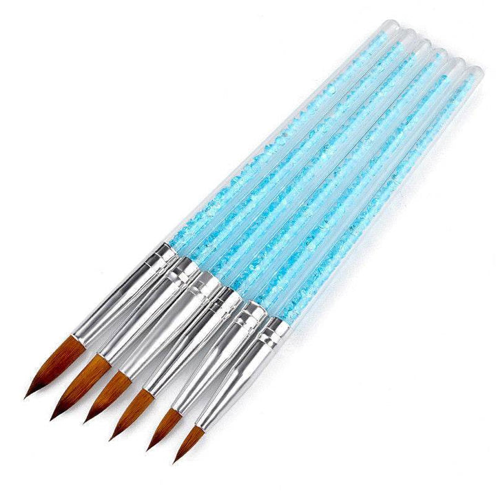 Set Of 6 Blue Transparent Crystal Pens With Diamonds - ZEYTONCART